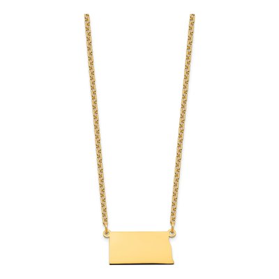 Gold-Plated Sterling Silver North Dakota State Pendant Necklace – view 3