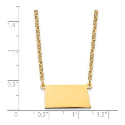 Gold-Plated Sterling Silver North Dakota State Pendant Necklace – view 4