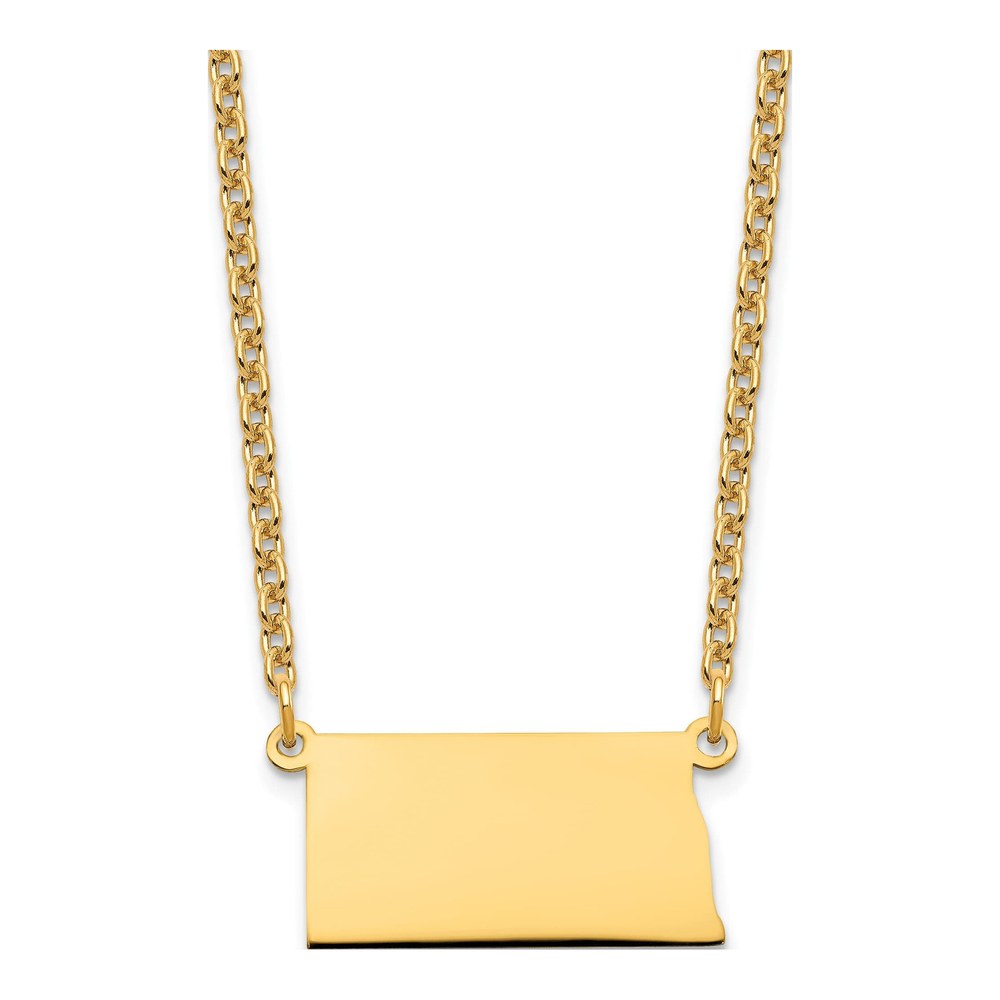 Gold-Plated Sterling Silver North Dakota State Pendant Necklace