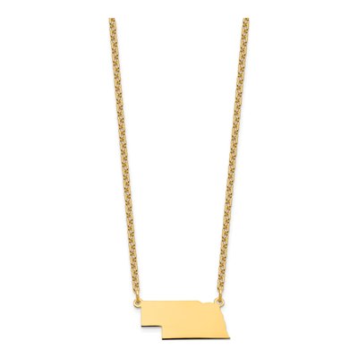 Gold-Plated Sterling Silver Nebraska State Pendant Necklace – view 3