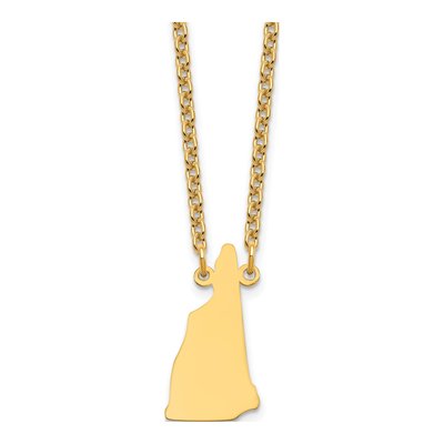 Gold-Plated Sterling Silver Hampshire State Pendant Necklace