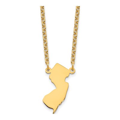 Gold-Plated Sterling Silver Jersey State Pendant Necklace