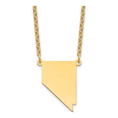 Gold-Plated Sterling Silver Nevada State Pendant Necklace