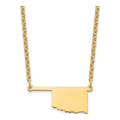 Gold-Plated Sterling Silver Oklahoma State Pendant Necklace