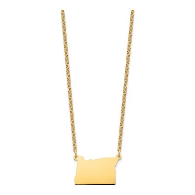 Gold-Plated Sterling Silver Oregon State Pendant Necklace – view 3