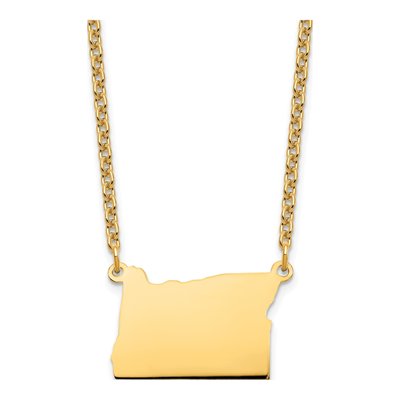 Gold-Plated Sterling Silver Oregon State Pendant Necklace
