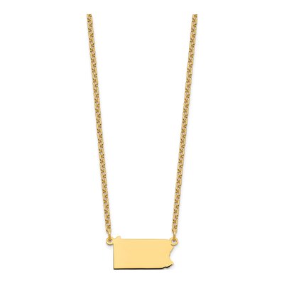 Gold-Plated Sterling Silver Pennsylvania State Pendant Necklace – view 2