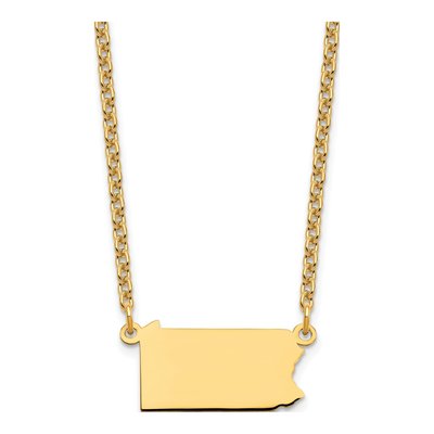 Gold-Plated Sterling Silver Pennsylvania State Pendant Necklace