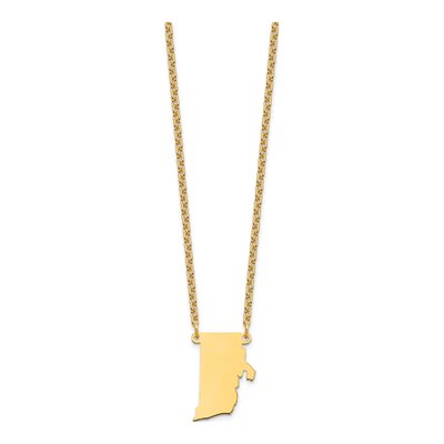 Gold-Plated Sterling Silver Rhode Island State Pendant Necklace – view 3