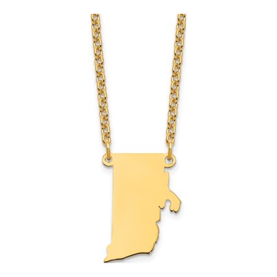 Gold-Plated Sterling Silver Rhode Island State Pendant Necklace