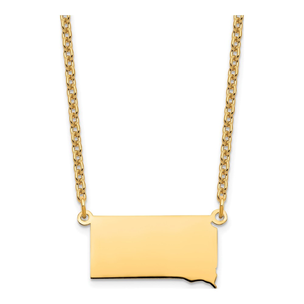 Gold-Plated Sterling Silver South Dakota State Pendant Necklace