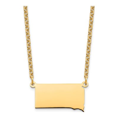 Gold-Plated Sterling Silver South Dakota State Pendant Necklace