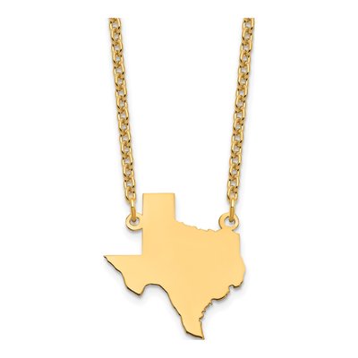 Gold-Plated Sterling Silver Texas State Pendant Necklace