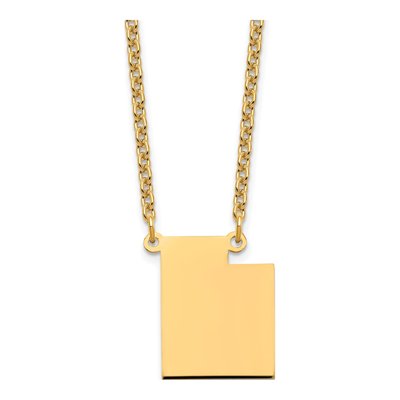 Gold-Plated Sterling Silver Utah State Pendant Necklace