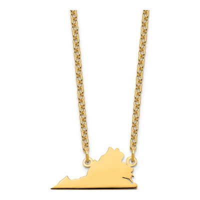 Gold-Plated Sterling Silver Virginia State Pendant Necklace