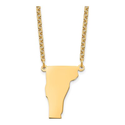 Gold-Plated Sterling Silver Vermont State Pendant Necklace