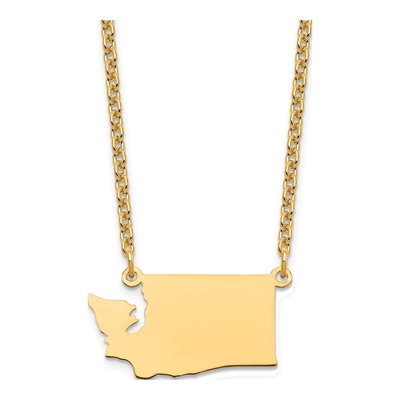 Gold-Plated Sterling Silver Washington State Pendant Necklace