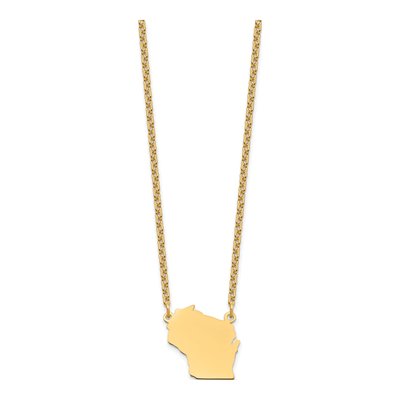 Gold-Plated Sterling Silver Wisconsin State Pendant Necklace – view 3