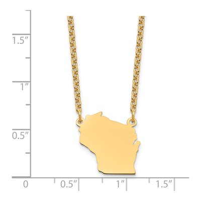 Gold-Plated Sterling Silver Wisconsin State Pendant Necklace – view 4