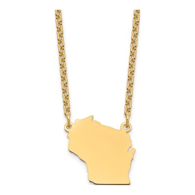 Gold-Plated Sterling Silver Wisconsin State Pendant Necklace