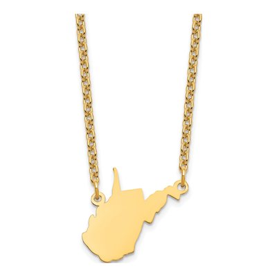 Gold-Plated Sterling Silver West Virginia State Pendant Necklace
