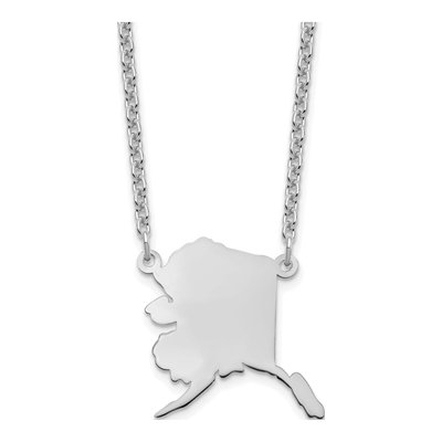 Sterling Silver Alaska State Pendant Necklace