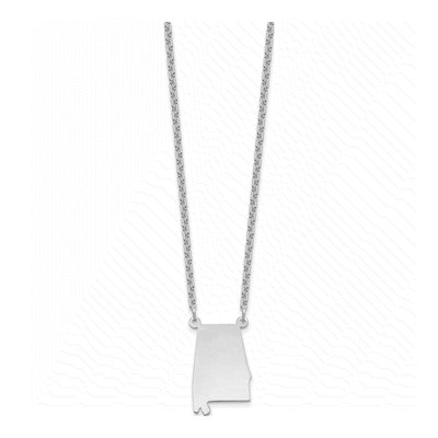 Sterling Silver Alabama State Pendant Necklace – view 3