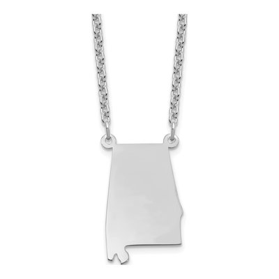 Sterling Silver Alabama State Pendant Necklace