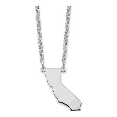Sterling Silver California State Pendant Necklace