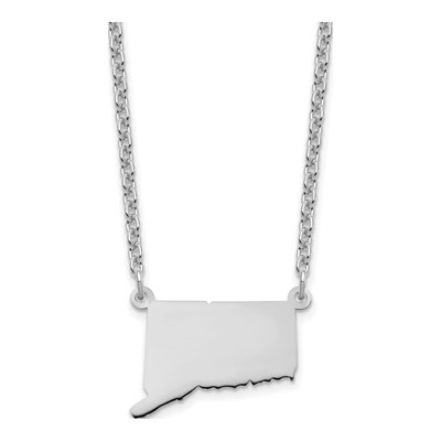 Sterling Silver Connecticut State Pendant Necklace