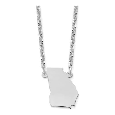 Sterling Silver Georgia State Pendant Necklace