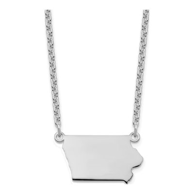 Sterling Silver Iowa State Pendant Necklace