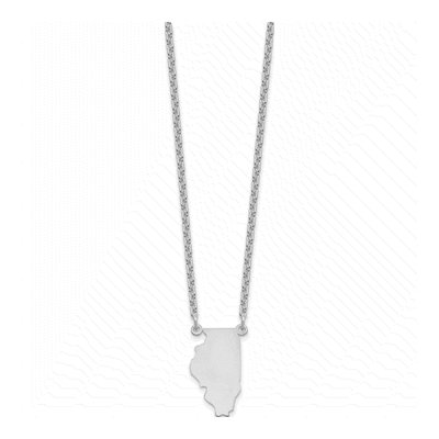 Sterling Silver Illinois State Pendant Necklace – view 2