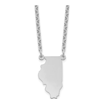 Sterling Silver Illinois State Pendant Necklace
