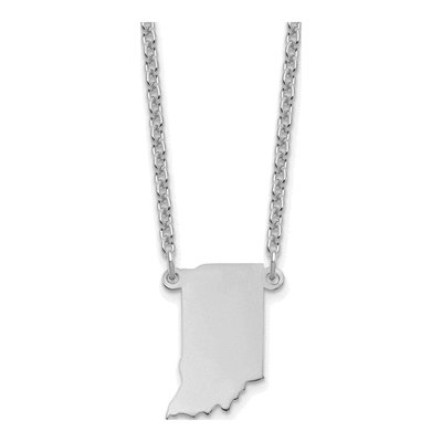 Sterling Silver Indiana State Pendant Necklace