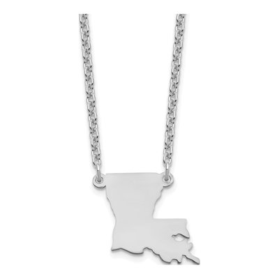 Sterling Silver Louisiana State Pendant Necklace