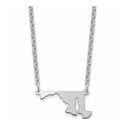 Sterling Silver Maryland State Pendant Necklace
