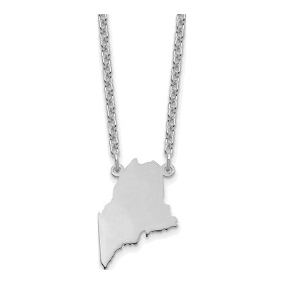 Sterling Silver Maine State Pendant Necklace