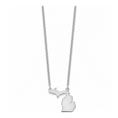 Sterling Silver Michigan State Pendant Necklace – view 2
