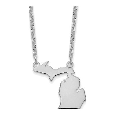 Sterling Silver Michigan State Pendant Necklace