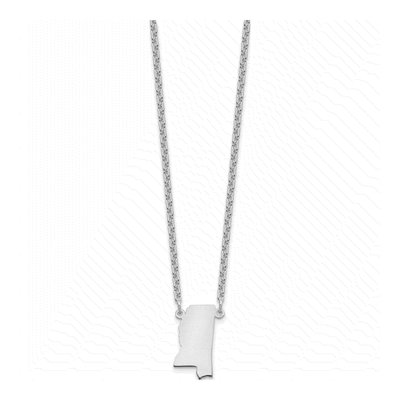 Sterling Silver Mississippi State Pendant Necklace – view 2