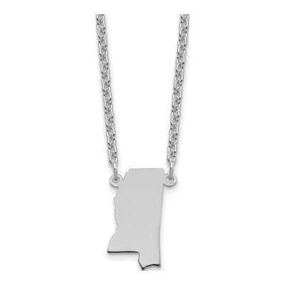 Sterling Silver Mississippi State Pendant Necklace