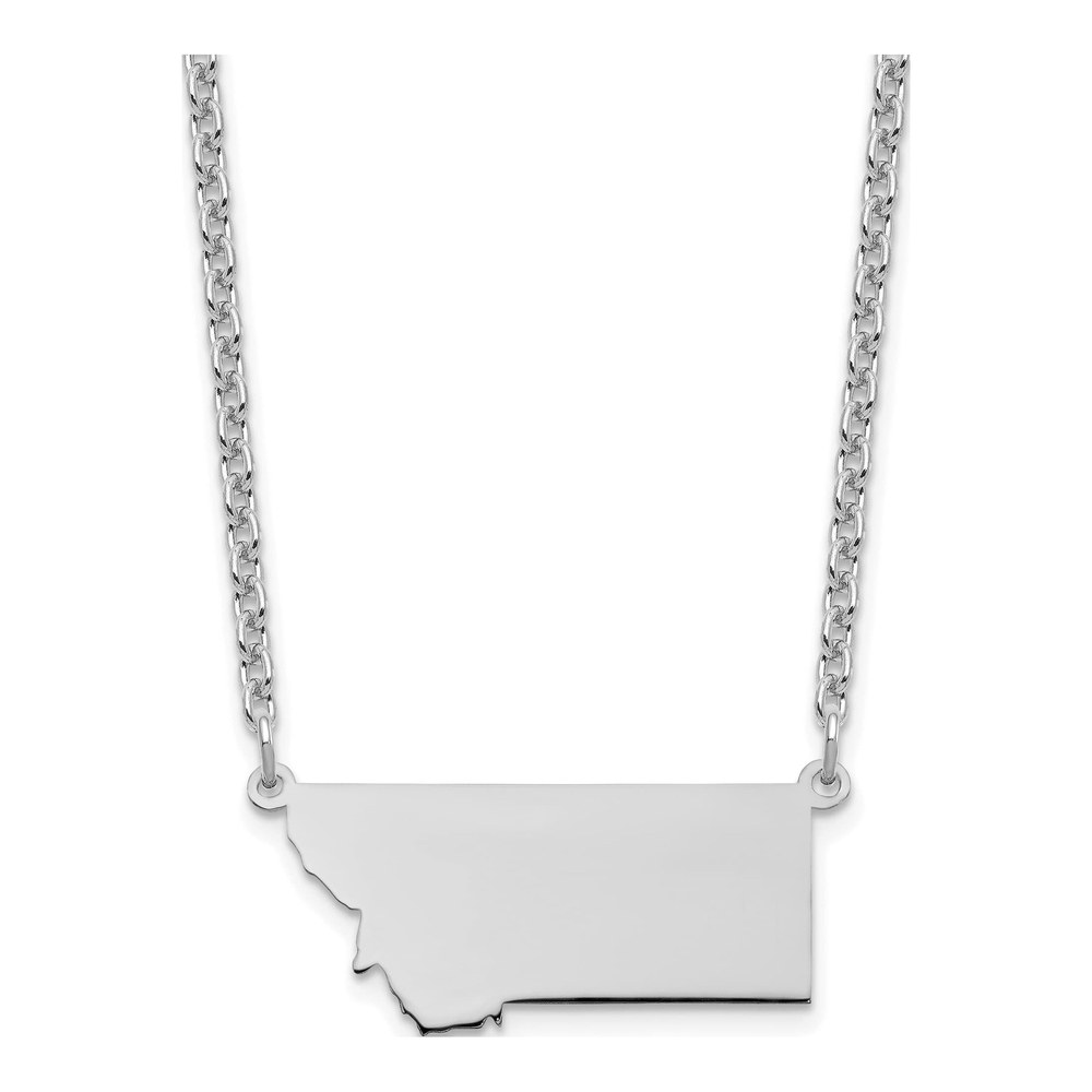 Sterling Silver Montana State Pendant Necklace