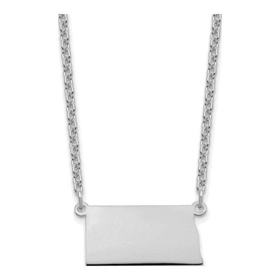 Sterling Silver North Dakota State Pendant Necklace