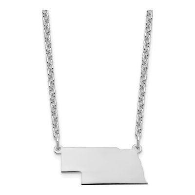 Sterling Silver Nebraska State Pendant Necklace