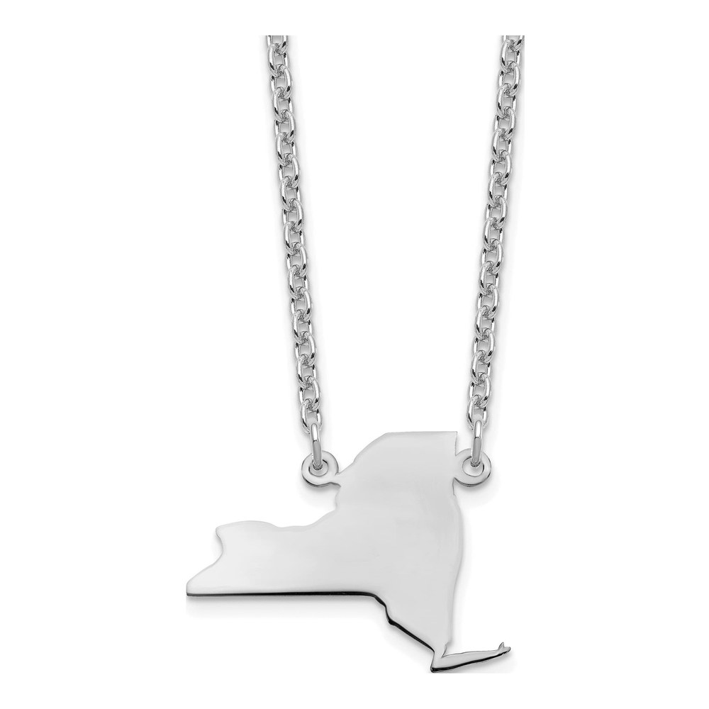 18 Inch Sterling Silver/rhodium-Plated New York State Necklace