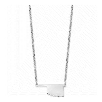 Sterling Silver Oklahoma State Pendant Necklace – view 2