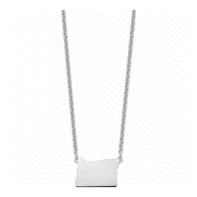 Sterling Silver Oregon State Pendant Necklace – view 2