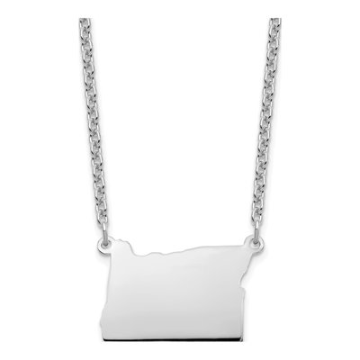 Sterling Silver Oregon State Pendant Necklace