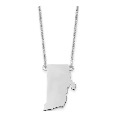 Sterling Silver Rhode Island State Pendant Necklace